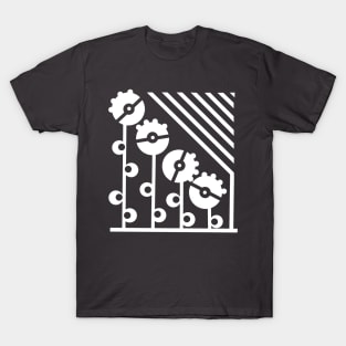 White Mechanical Flowers - Asphalt T-Shirt